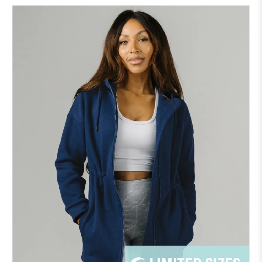 ZYIA Blue Sleeveless Crop Hoodie